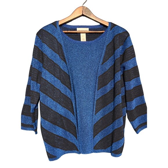 Alfred Dunner Metallic Cardigan Faux Set - Picture 7 of 7